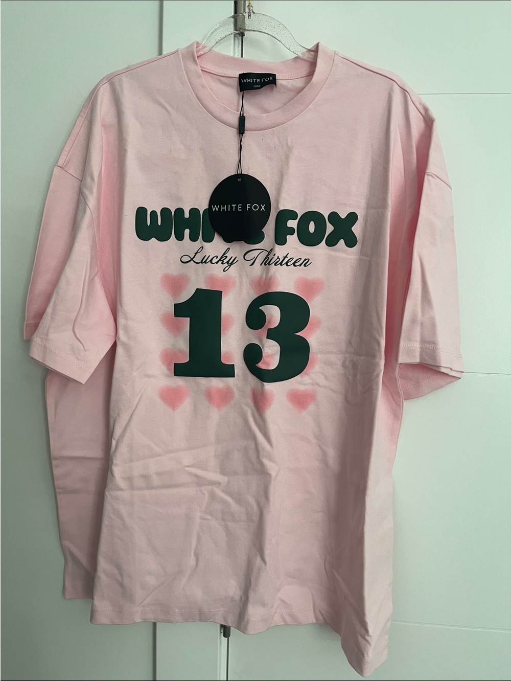 White Fox Boutique Pink 'Lucky Thirteen' Graphic Tee